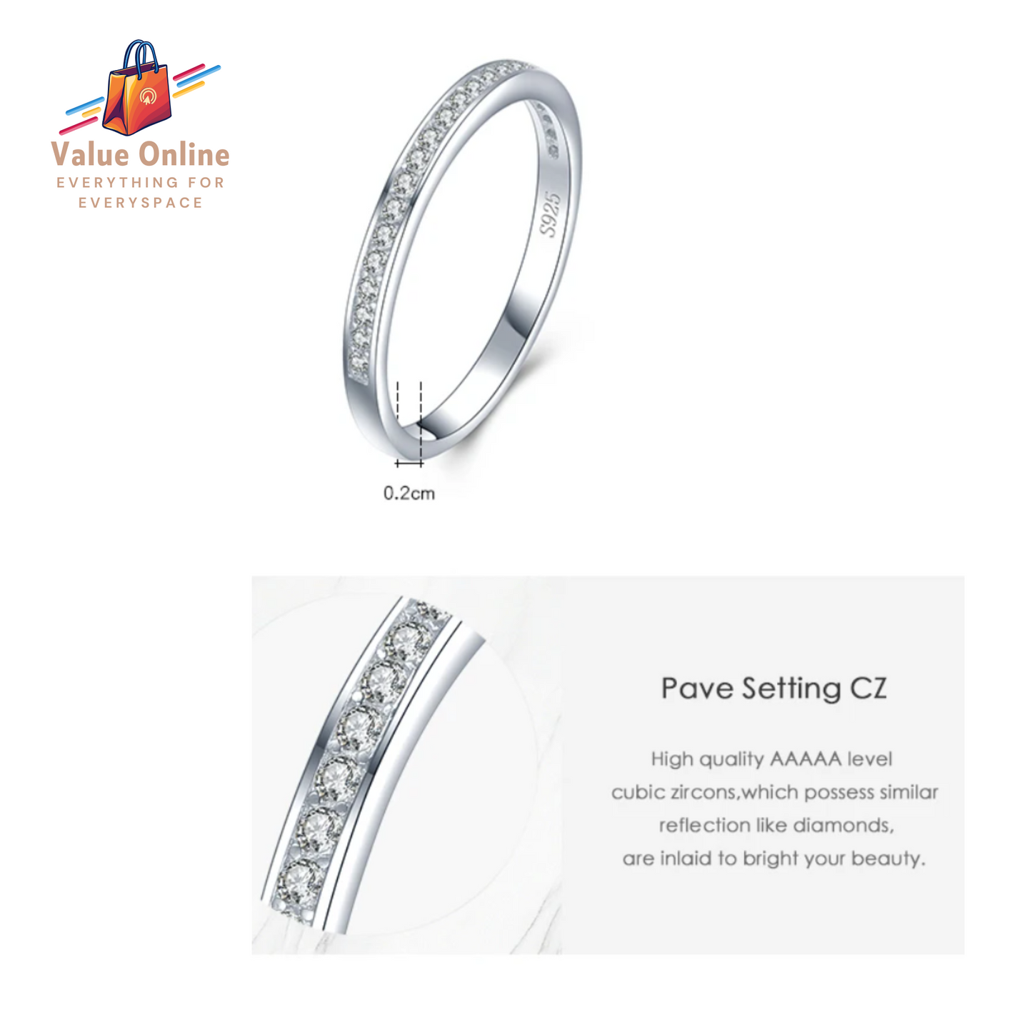 Classic Simple 100% 925 Sterling Silver Rings