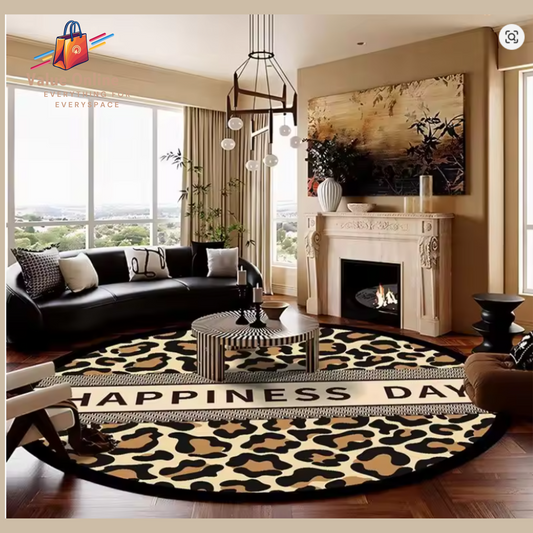 America Style Leopard Print Round Carpet Decoration Living Room Big Size Rugs