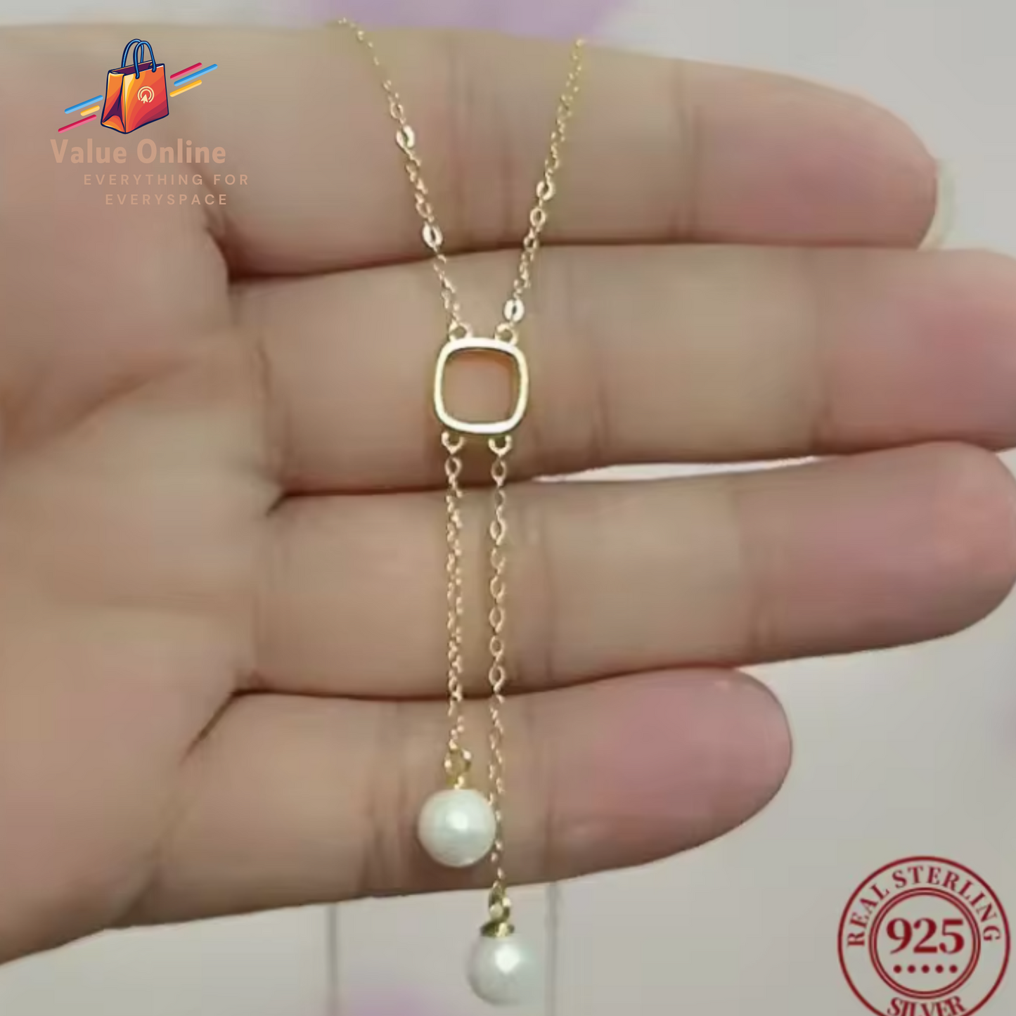 Japanese S925 Sterling Silver Double Pearl Necklace