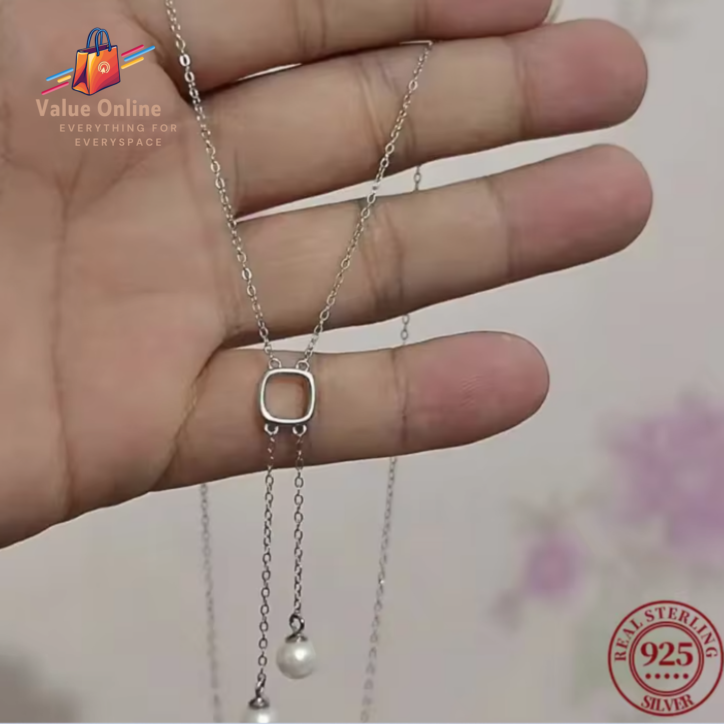 Japanese S925 Sterling Silver Double Pearl Necklace
