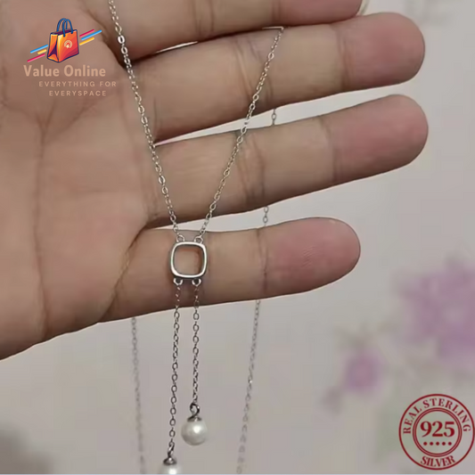 Japanese S925 Sterling Silver Double Pearl Necklace