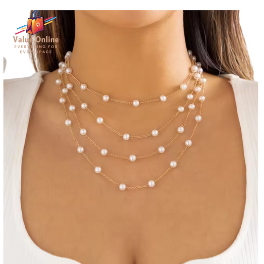 Pearl Choker Necklace for Women Vintage Gold Color