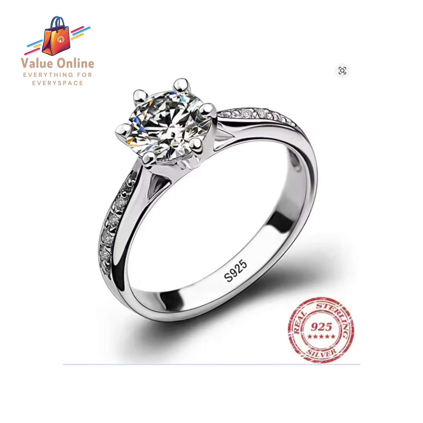 925 Sterling Silver Classic Ring for Women 70Ct Diomond