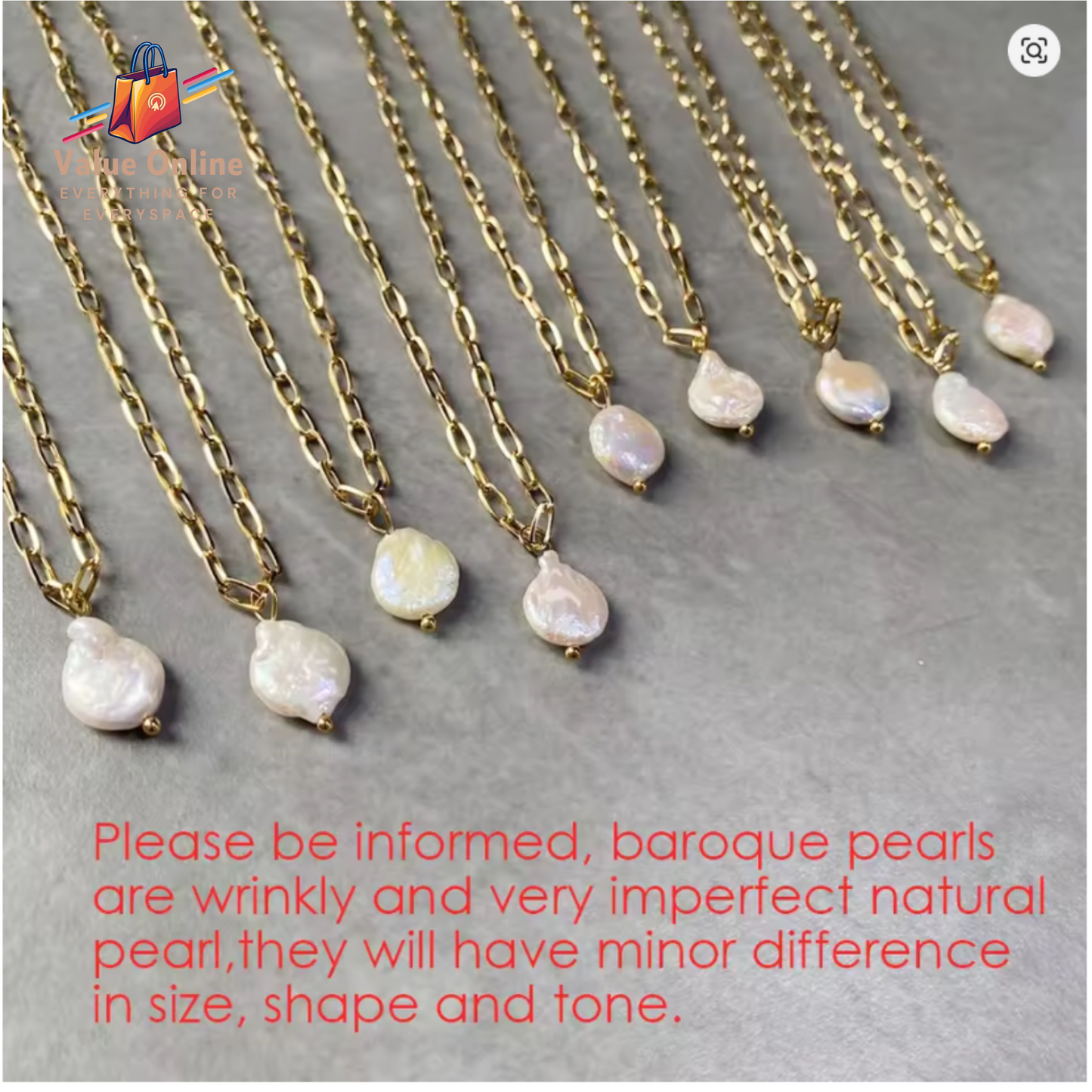 Freshwater Pearl Pendant Necklace Trendy Stainless Steel