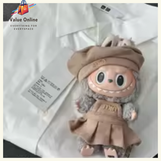 Labubu Doll Clothes Pong Skirt Set with Bow Tie Labubu Idol V1 V2 Dolls Clothing Accessories 15/17cm Plush Doll Universal