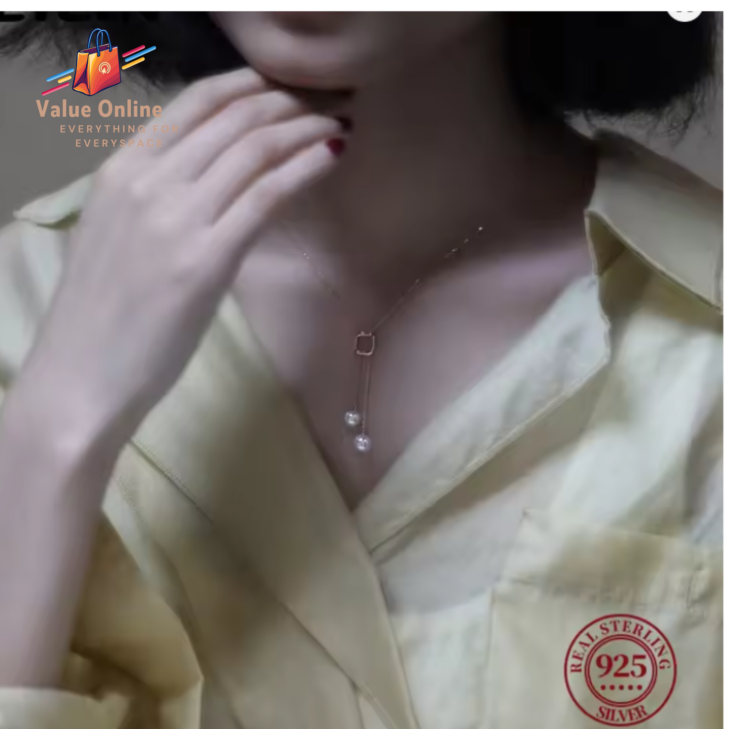 Japanese S925 Sterling Silver Double Pearl Necklace
