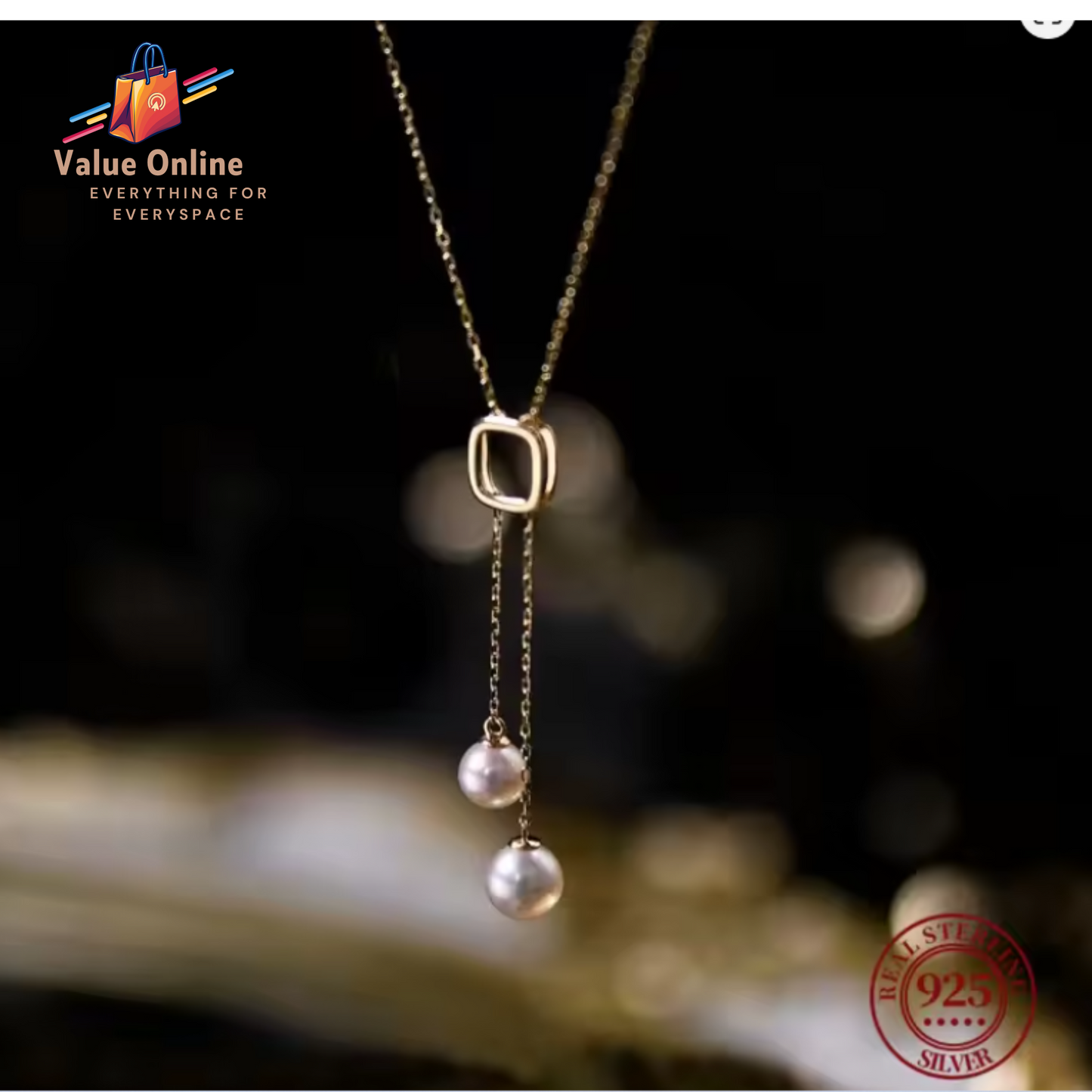 Japanese S925 Sterling Silver Double Pearl Necklace